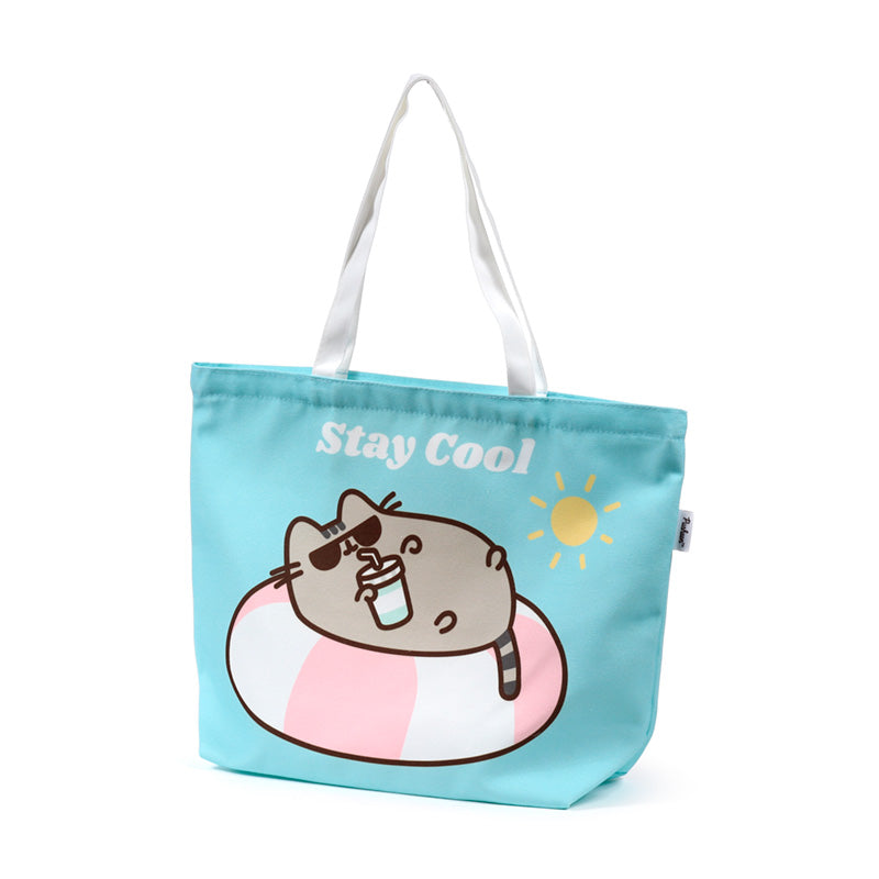 Pusheen the Cat Polyester Beach Bag - Open with Items