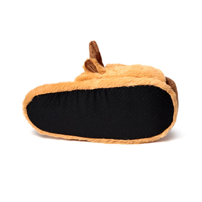 Highland Coo Plush Slippers with durable PE sole