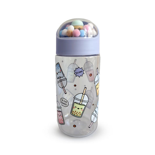 350ml Shatterproof Charms Children's Water Bottle - Foodiemals Bubble Tea Design