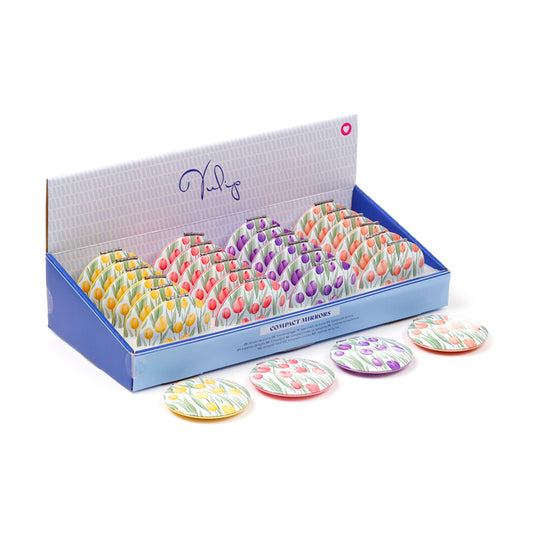 Compact mirror featuring a beautiful tulip design