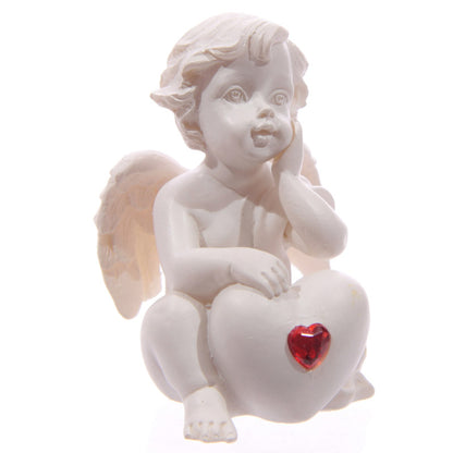 Charming Cherub Figurine with Heart Gem - Home Decor Accent