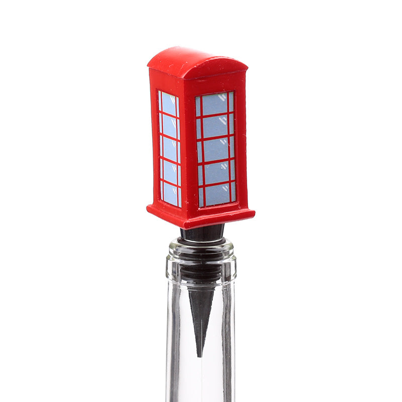 Vibrant red telephone box bottle stopper for wine lovers