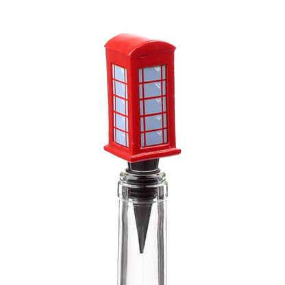 Vibrant red telephone box bottle stopper for wine lovers