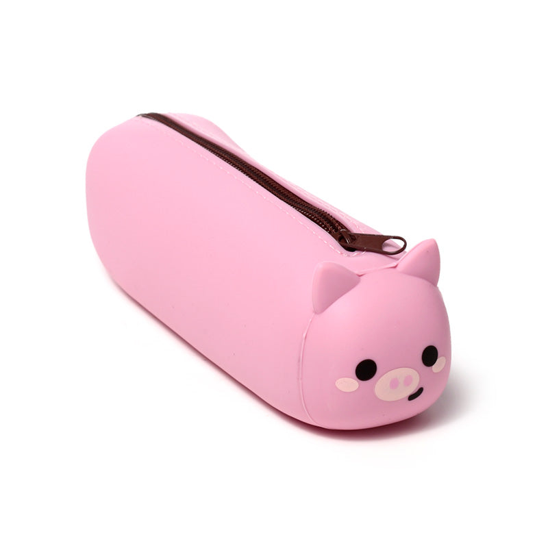 Adoramals Pig Silicone Pencil Case - Front view