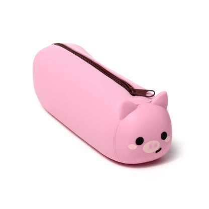 Adoramals Pig Silicone Pencil Case - Front view