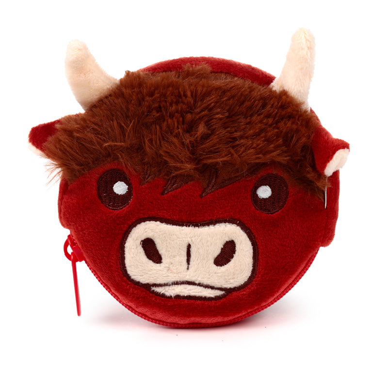 Highland Coo Plush Change Purse Close-Up