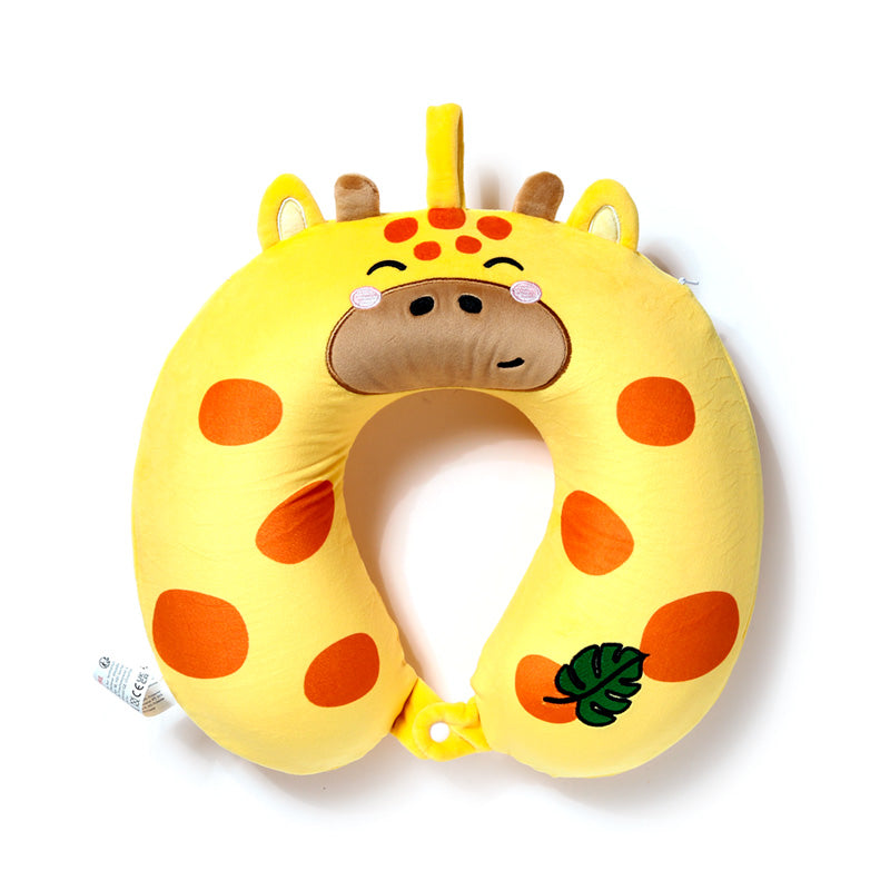 Comfortable travel pillow featuring Adoramals Raffi the Giraffe