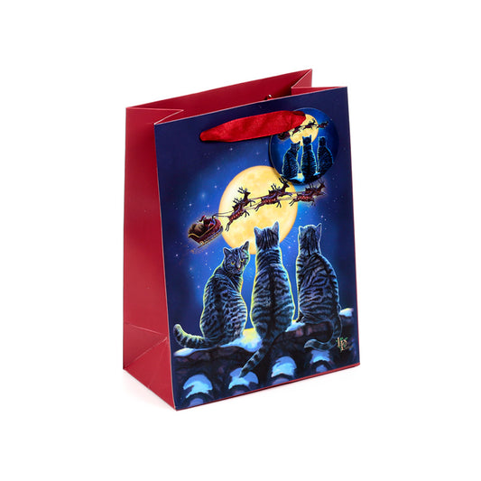 Medium Christmas Gift Bag featuring Lisa Parker's Christmas Cats artwork