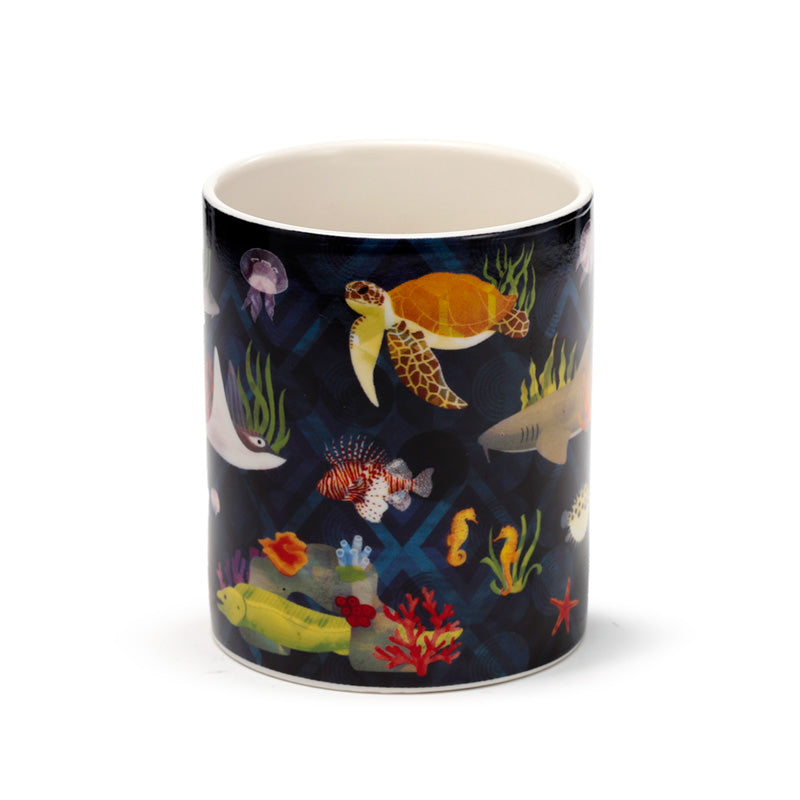 Marine Kingdom Porcelain Mug filled with coffee