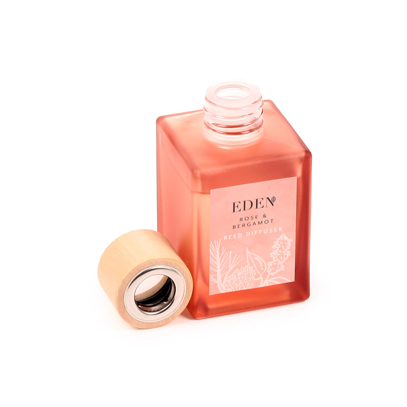 Elegant Eden Rose & Bergamot Reed Diffuser on table