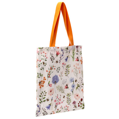 Close-up of the Nectar Meadows floral design on tote bag