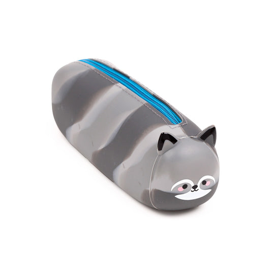 Adoramals Romy the Raccoon Silicone Pencil Case front view