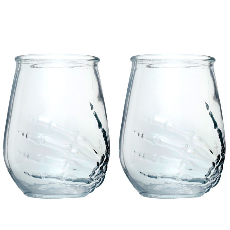 Skeleton Hand Glass Tumbler - Front View