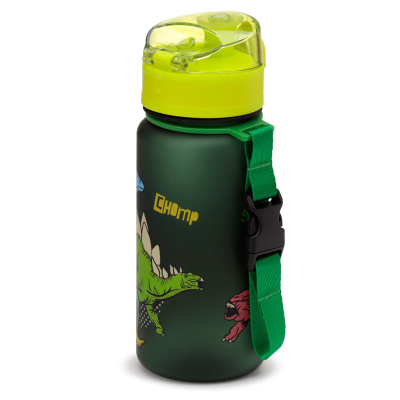 Child holding Dinosauria shatterproof water bottle