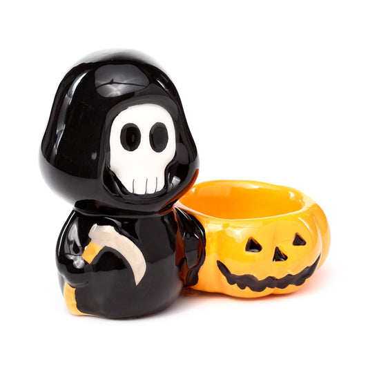 Ceramic Tea Light Holder - Skull Boy front view