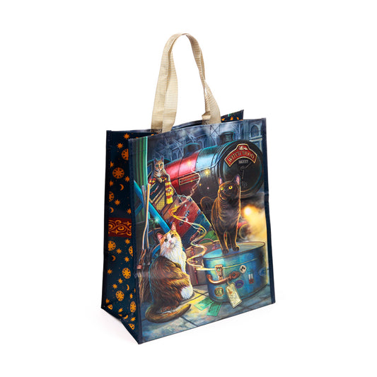 Lisa Parker Witchwood Express Cat reusable shopping bag front view