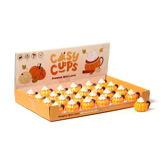 Cozy Cups Pumpkin Spiced Latte Lip Balm in holder
