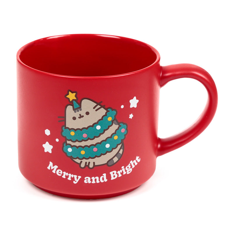 Christmas Pusheen the Cat Mug with seasonal decorations