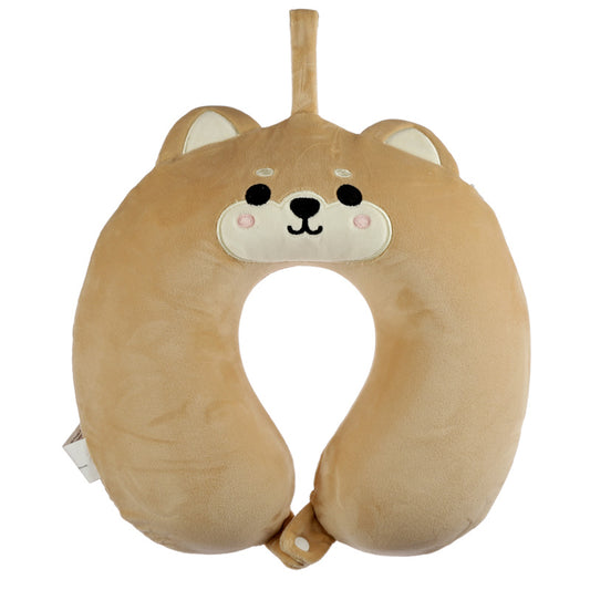 Relaxeazzz Plush Memory Foam Travel Pillow featuring Shiba Inu design