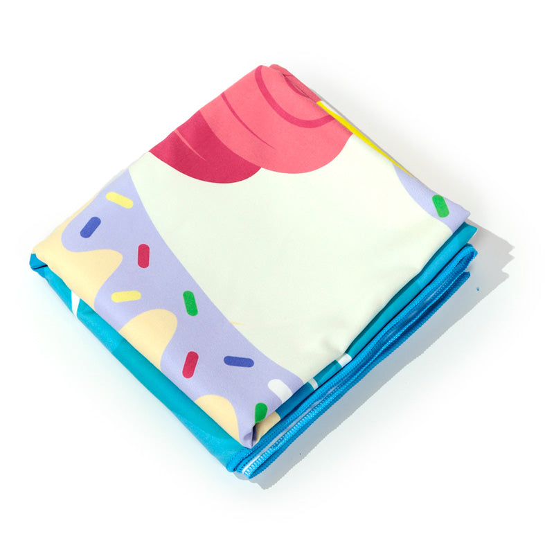 Compact unicorn beach towel, perfect for travel