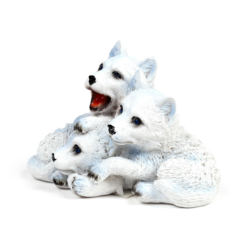 Wolf Ornament Trio of Puppies - Close-Up