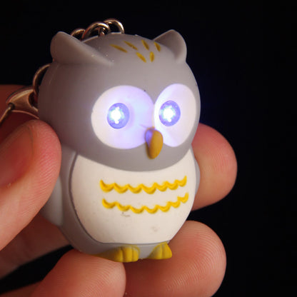 Close-up of Hooting Owl Keyring with LED light