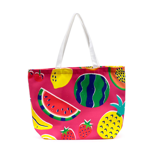 Polyester beach bag with summer fruits design