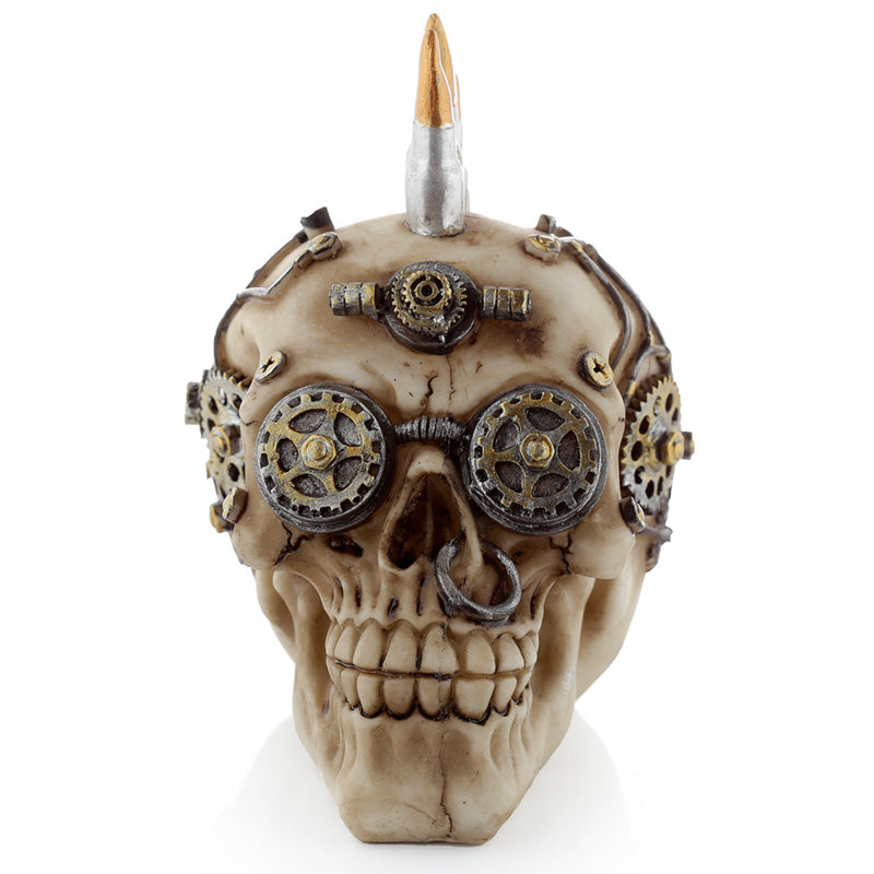 Fantasy Steampunk Skull Ornament - Bullet Mohican side view