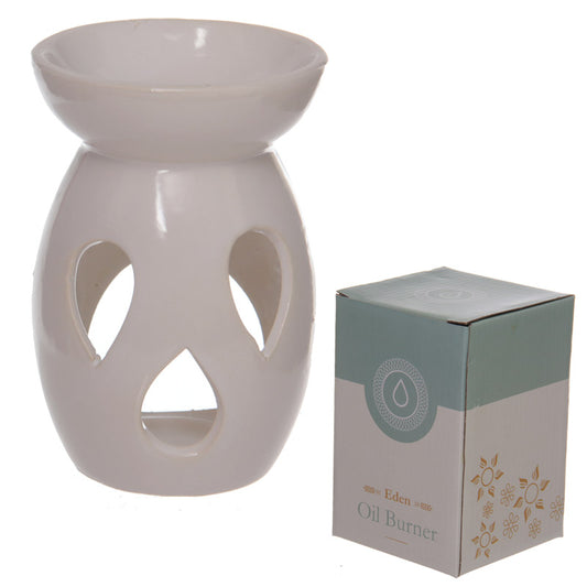 Tear Drop Cut-Out White Ceramic Oil and Wax Burner