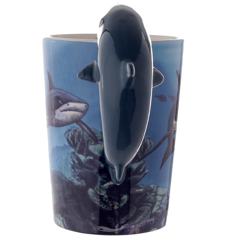 Lisa Parker Shark Shaped Handle Ceramic Mug close-up