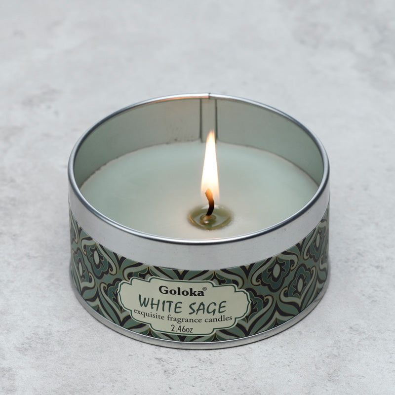 Goloka White Sage Wax Candle Tin with lid