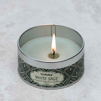 Goloka White Sage Wax Candle Tin with lid