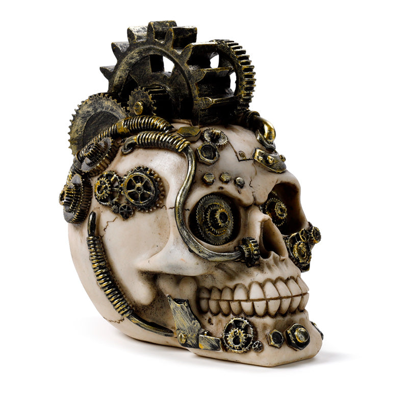 Steampunk Skull with cogs and springs decorative ornament