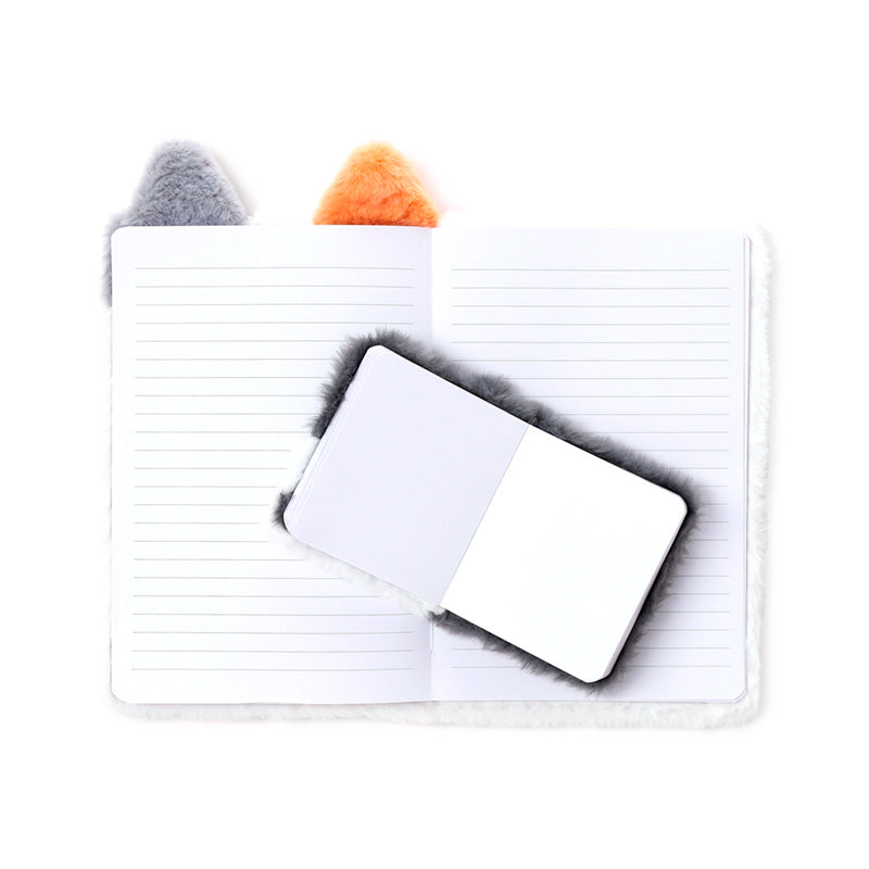 Close-up of Lola the Cat Plush A5 Notebook