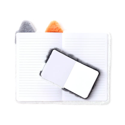 Close-up of Lola the Cat Plush A5 Notebook