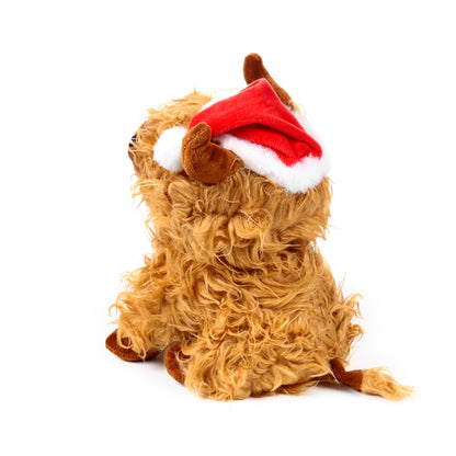 Christmas Highland Coo Plush Door Stop - Lifestyle Display