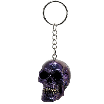 Skulls and Roses Metallic Skull Keyring side view