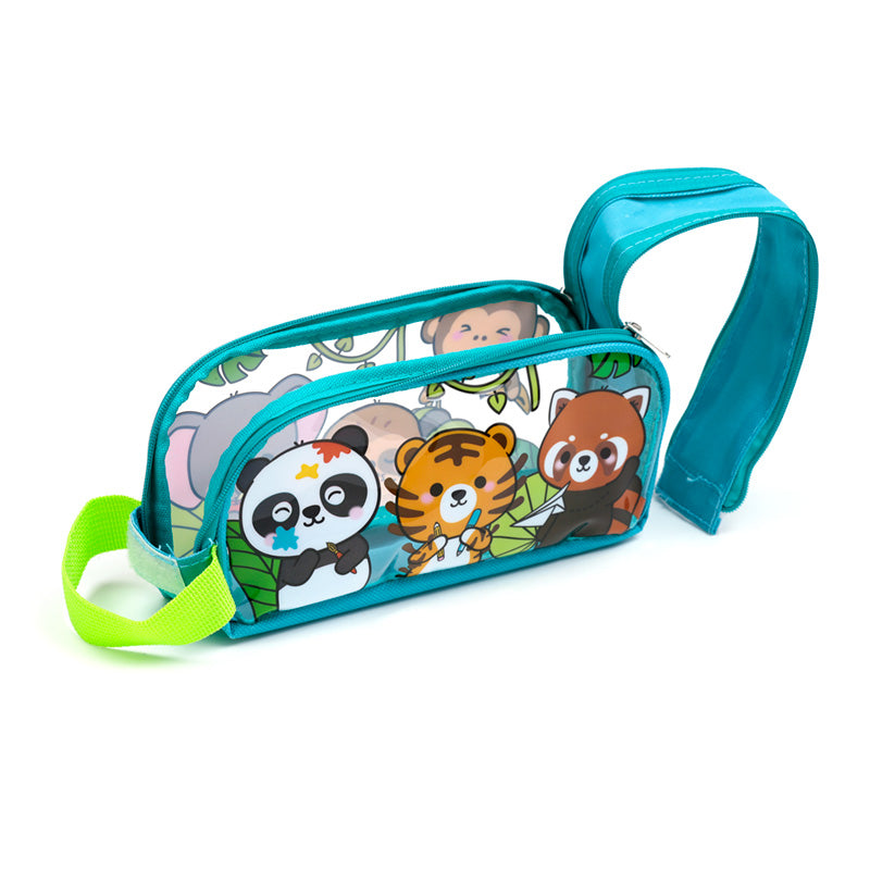 Adoramals Wild Clear Window Pencil Case with stationery