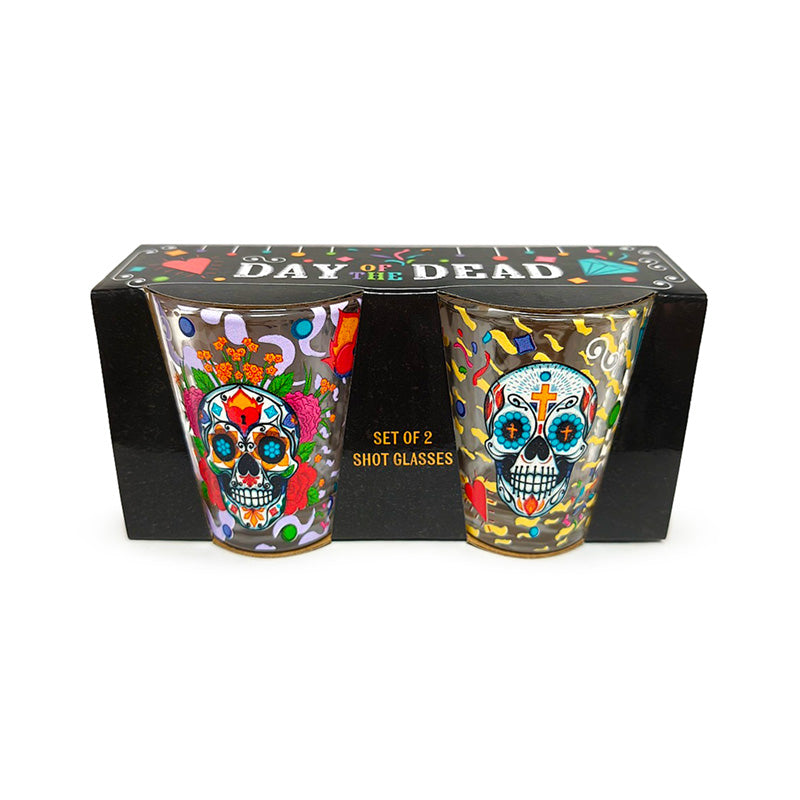 Day of the Dead Shot Glass Set of 2 (50ml) with intricate designs