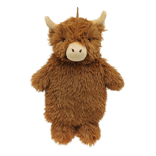 Highland Coo Hot Water Bottle with Plush Cover 650ml