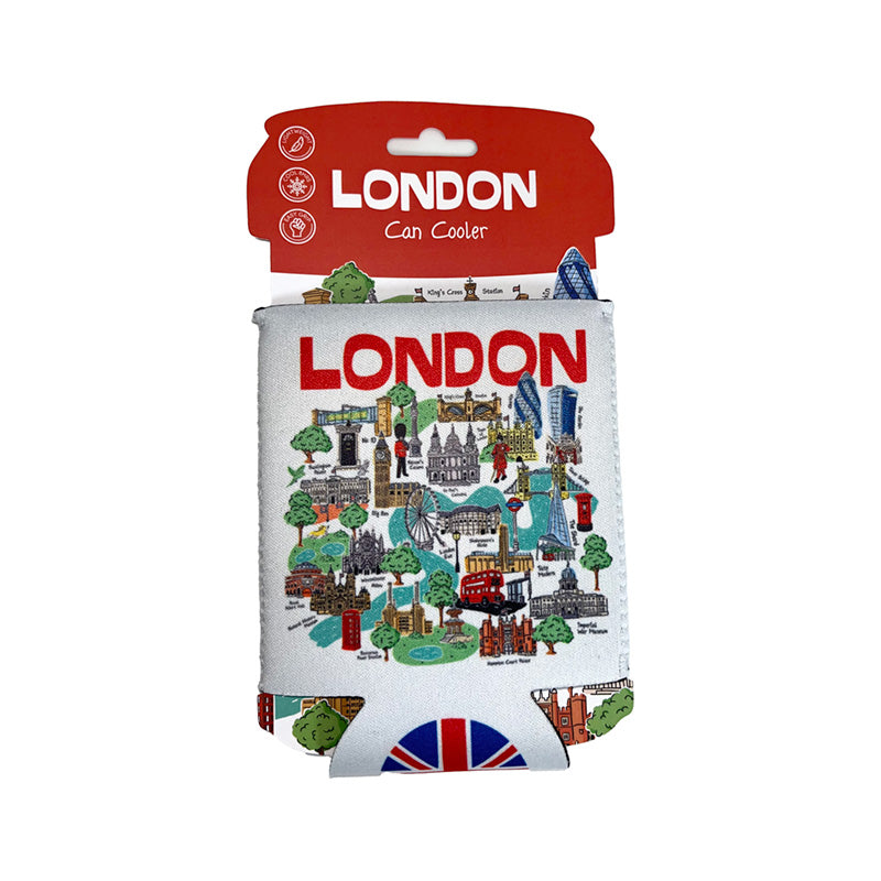 London Souvenir Can Cooler with vibrant design