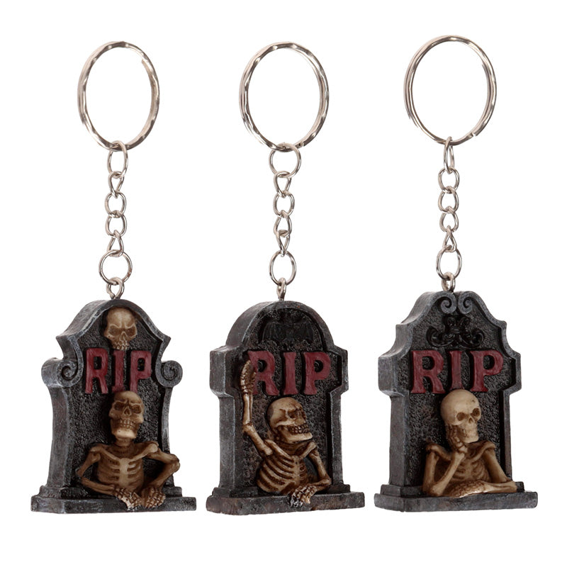 Skeleton RIP Tombstone Novelty Keyring