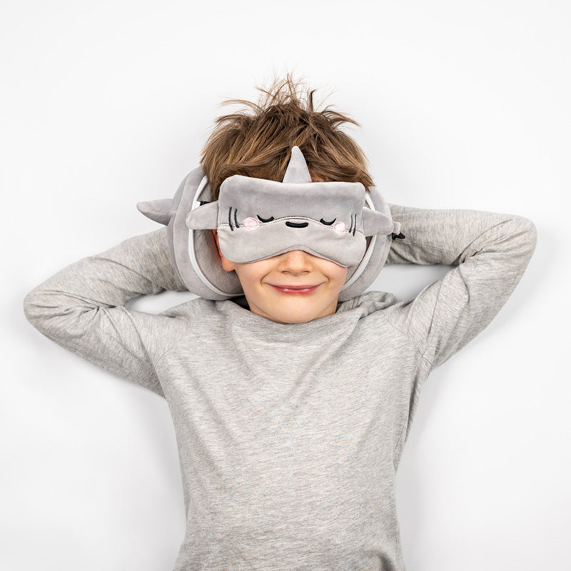 Archie the Shark Travel Pillow and Eye Mask set