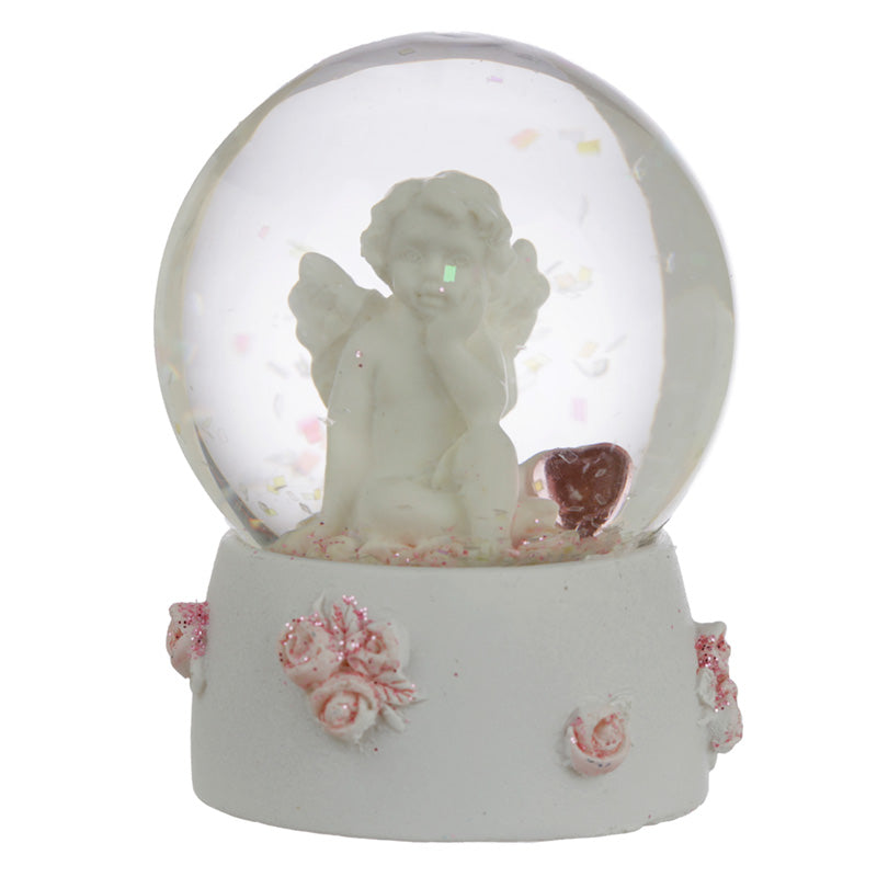 Decorative snow globe with cherub and clouds