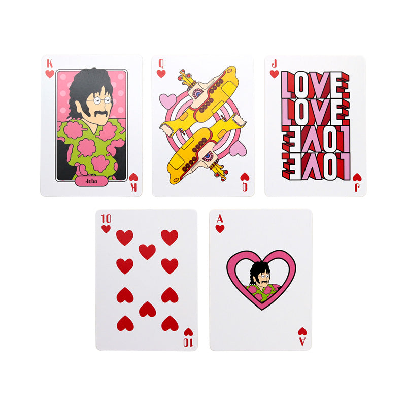 The Beatles Yellow Submarine playing cards on a table