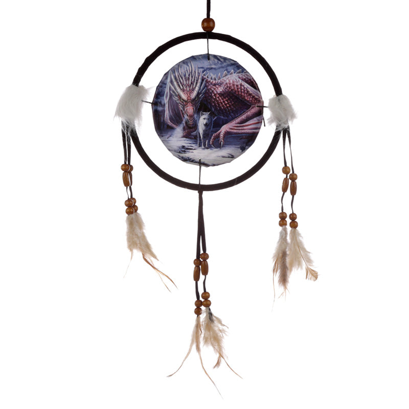 Small Dreamcatcher featuring Lisa Parker's Dragon & Wolf artwork