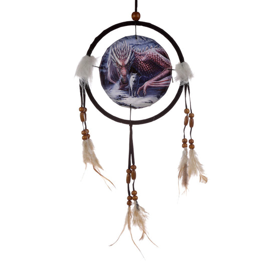 Small Dreamcatcher featuring Lisa Parker's Dragon & Wolf artwork