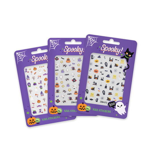 Spooky Nail Stickers featuring ghosts and cobwebs