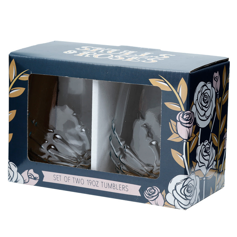 Elegant Skeleton Hand Glass Tumblers on Table