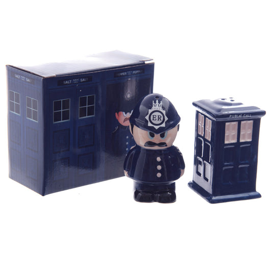 Ceramic Salt & Pepper Set featuring Policeman and Police Box